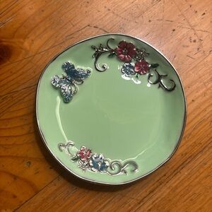 Floral Green Decorative Butterfly Plate